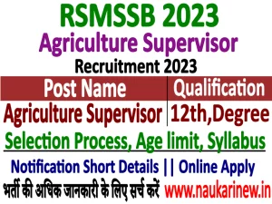 RSMSSB Agriculture Supervisor 2023