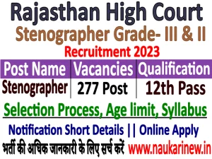 Rajasthan High Court Steno 2023 Online Form