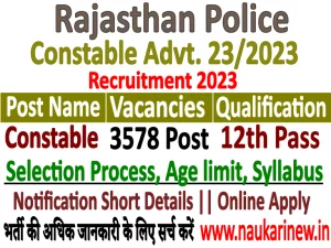 Rajasthan Police Constable 2023 Online Form