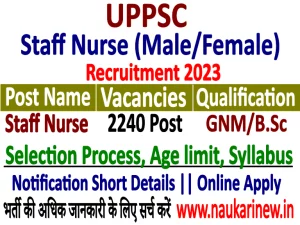 UPPSC Staff Nurse 2023 Appy Online